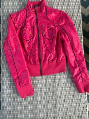 Echo Women's Bright Pink Embroidered Bomber Jacket